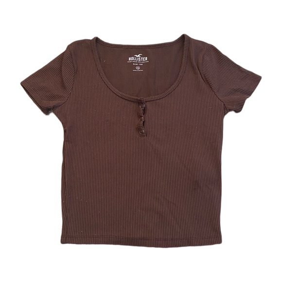 Ribbed Brown Hollister Tee - Picture 1 of 2